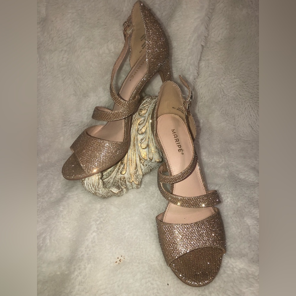 Maripe Womens Glitter Heels Gold Size 7.5